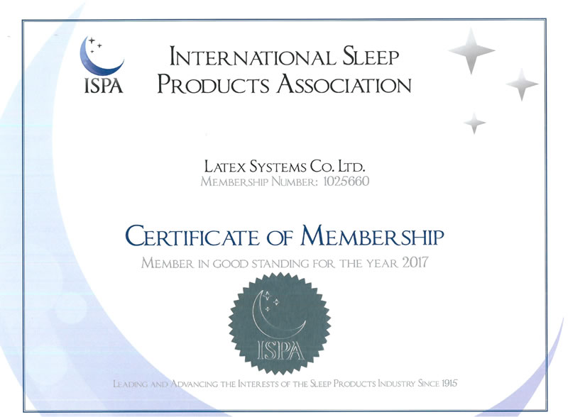 ISPA(INTERNATIONAL SLEEP PRODUCTS ASSOCIATION) Latex Systems Co., Ltd.